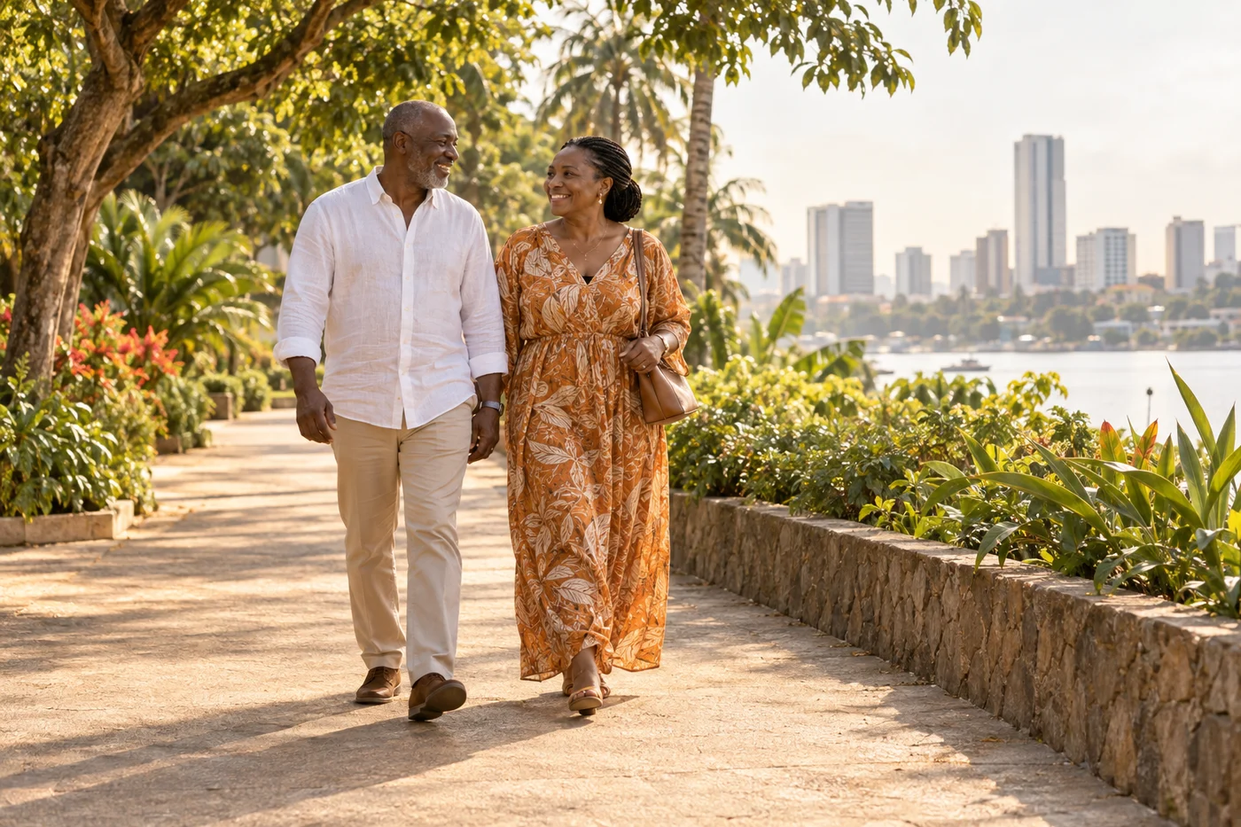 Illustration d’un couple en promenade à Abidjan